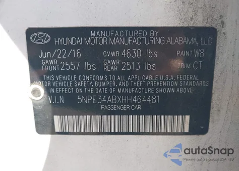 2017 Hyundai Sonata Sport 2.0T из США, поврежденный, VIN 5NPE34ABXHH464481